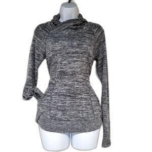 Athleta Heather Grey Space Dye Techie Cowl Neck Sweatshirt Size XXS